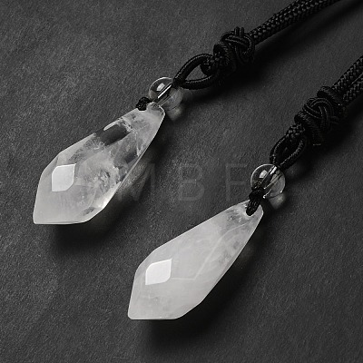 Cone Natural Quartz Crystal Pendant Necklace with Nylon Rope for Women G-H286-08D-1