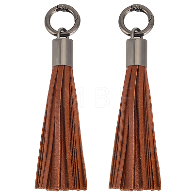 2Pcs Imitation Leather Tassel Pendant Decorations AJEW-CL0005-10B-1