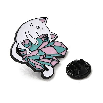 Cat & Crystal Cluster Theme Enamel Pins JEWB-F029-04-1