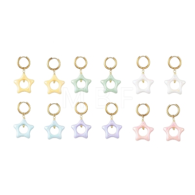 Acrylic & 202 Stainless Steel Stud Earrings EJEW-JE07448-1