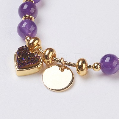 Natural Amethyst Beads Stretch Bracelets BJEW-I261-01E-1