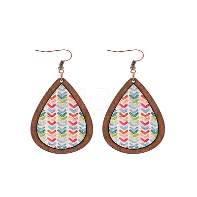 Wood Dangle Earrings FS-WG89FD2-03-1