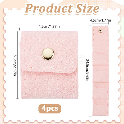 4-Pocket PU Leather Jewelry Rolls with Golden Tone Metal Snap Buttons ABAG-WH0048-69C-1