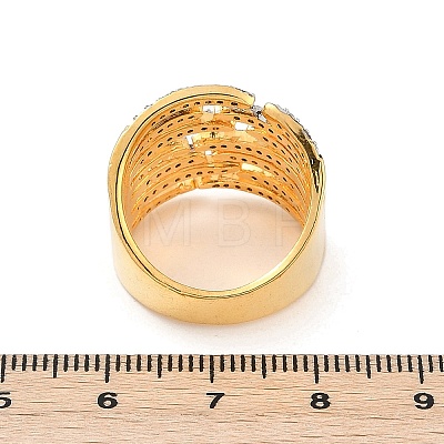 Brass Micro Pave Clear Cubic Zirconia Finger Rings for Women RJEW-R011-11G-01-1