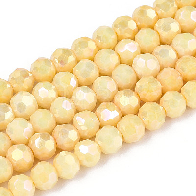 Anti-Tarnish Electroplate Glass Beads Strands X-EGLA-T021-4mm-15-05-1