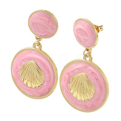 304 Stainless Steel & Enamel Dangle Stud Earrings EJEW-Z170-01G-02-1