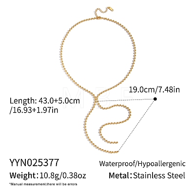 304 Stainless Steel Ball Chain Y-shaped Tassel Necklaces for Women YG1121-1