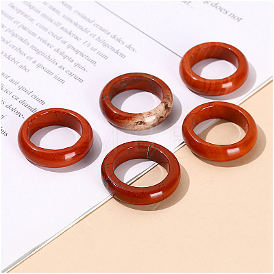 Natural Red Jasper Plain Band Finger Rings LS-PW-WG26698-10-1