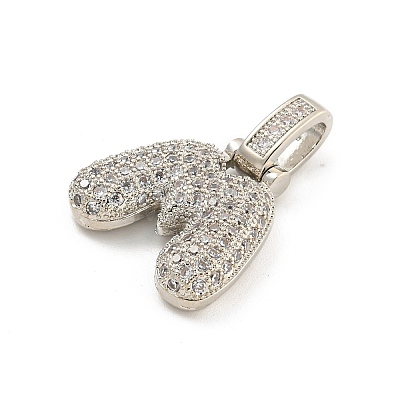 Brass Micro Pave Clear Cubic Zirconia Pendants KK-B099-01P-M-1