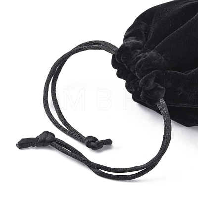 Black Rectangle Shaped Velvet Jewelry Drawstring Bags X-TP010-2-1