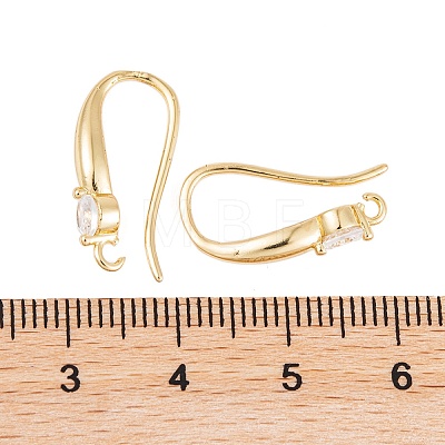 Rack Plating Brass Cubic Zirconia Earring Hooks KK-S374-05G-05-1