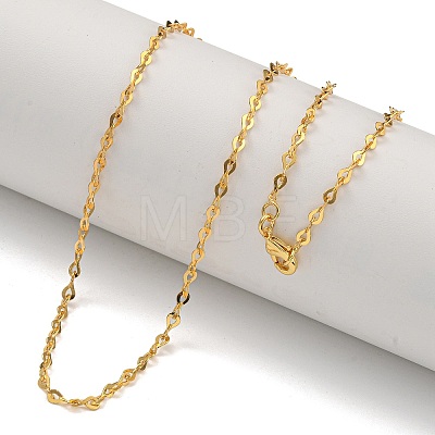 Brass Heart Link Chain Necklaces for Women NJEW-U011-10G-1