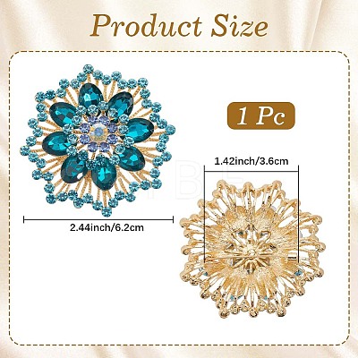 Flower Alloy Rhinestone Brooches for Backpack Clothes JEWB-WH20011-02E-1
