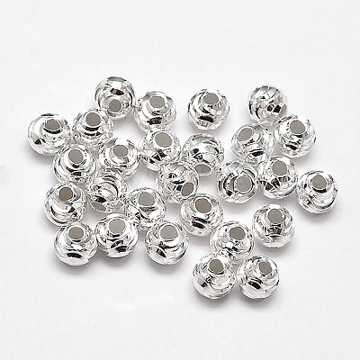 Fancy Cut 925 Sterling Silver Round Beads STER-F012-08A-1