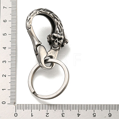 Tibetan Style 316 Surgical Stainless Steel Fittings with 304 Stainless Steel Key Ring FIND-Q101-17AS-1