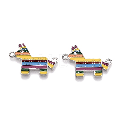 Rack Plating Alloy Enamel Colorful Mexican Donkey Connector Charms ENAM-N056-350P-1