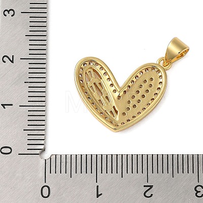 Rack Plating Brass Micro Pave Cubic Zirconia Pendants KK-P279-05A-G-1