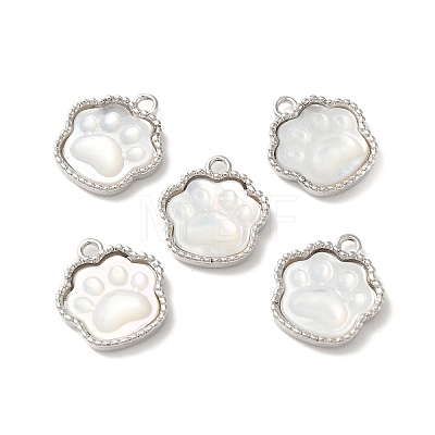 Natural White Shell Paw print Charms BSHE-Z003-10A-P-1
