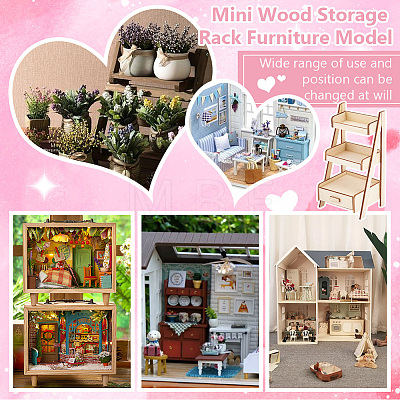 Mini Wood Storage Rack Furniture Model AJEW-WH0419-70-1