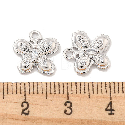 Brass Micro Pave Clear Cubic Zirconia Charms KK-Z044-19P-1
