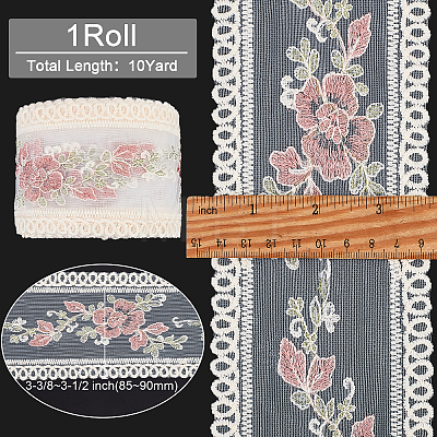 Gorgecraft 10 Yards Embroidery Polyester Lace Trim OCOR-GF0001-80D-1