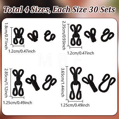 120Bgas 4 Styles Nylon & Iron Hook and Eye DIY-NB0016-10A-1