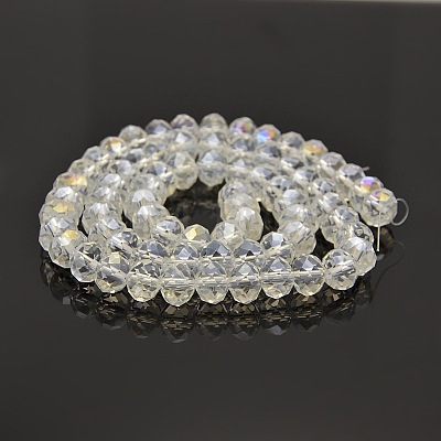 Electroplate Glass Rondelle Beads Strands GLAA-A024F-AB01-1