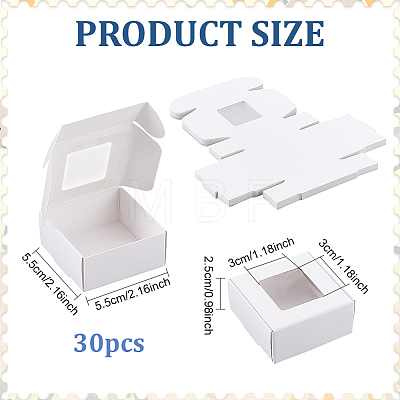 30Pcs Foldable Square Paper Storage Gift Boxes with Visible Window CON-PH0003-62B-1