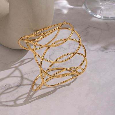 304 Stainless Steel Multi-Layer Wire Cuff Bangles YO5072-1