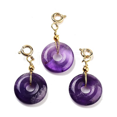 Natural & Synthetic Gemstone Donut Pendant Decorations G-P537-04G-1