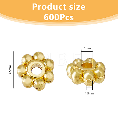 DICOSMETIC 600Pcs Alloy Daisy Spacer Beads FIND-DC0005-31G-1