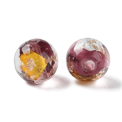 Handmade Gold & Silver Foil Lampwork Beads GLAA-G107-07B-01-1