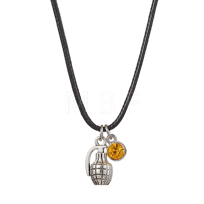 Grenade Shaped Alloy & Rhinestone Pendant Necklaces NJEW-JN04986-1