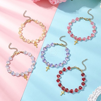 Alloy Cross Charm Bracelets BJEW-JB13490-1