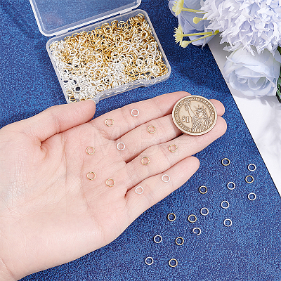 1000Pcs 2 Colors 304 Stainless Steel Jump Rings STAS-PH0007-65A-1