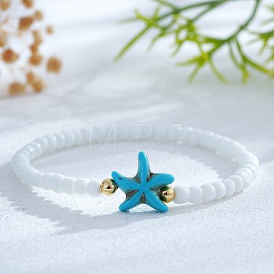 Bohemian White Glass Seed Beaded Bracelets ME2104-1-1