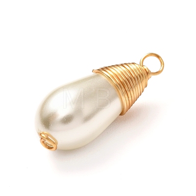 Glass Pearl Pendants PALLOY-JF00898-1