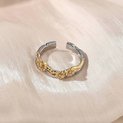 Brass Micro Pave Clear Cubic Zirconia Cuff Rings RJEW-G364-01GP-03-1