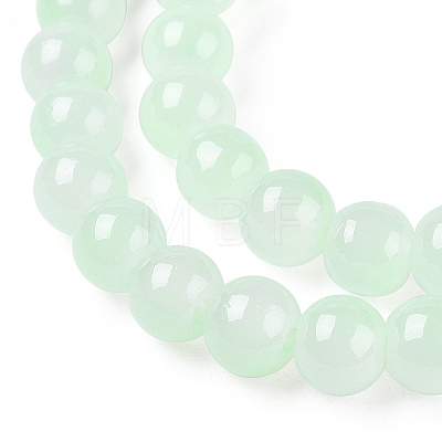 Baking Painted Imitation Jade Glass Round Bead Strands DGLA-N003-6mm-08-1-1