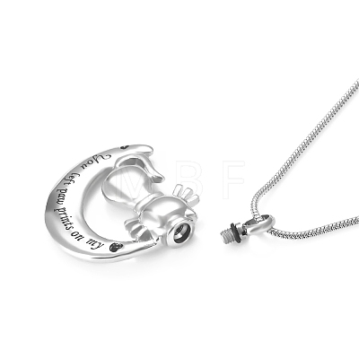 316L Surgical Stainless Steel Moon with Pet Urn Ashes Pendant Necklace BOTT-PW0005-20B-1