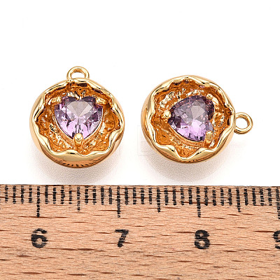 Brass Micro Pave Cubic Zirconia Charms KK-N262-114C-G-1