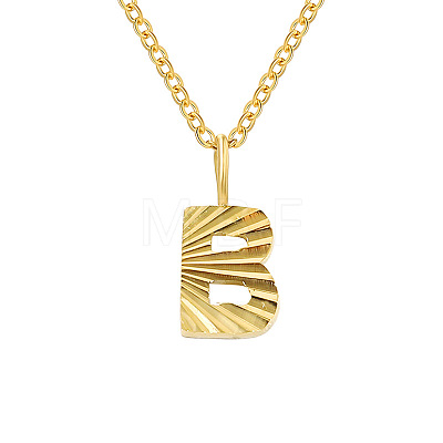 Personalized Stainless Steel Textured Alphabet Initial Pendant Necklaces for Women Men RF0956-2-1