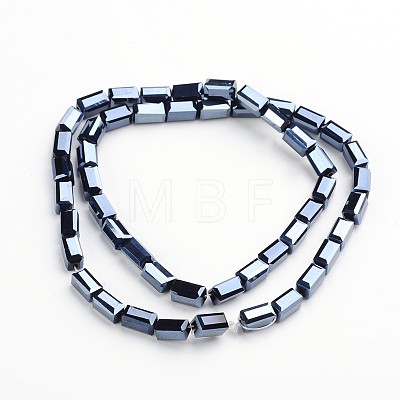 Full Plated Faceted Cuboid Electroplate Glass Beads Strands EGLA-F109-B02-1