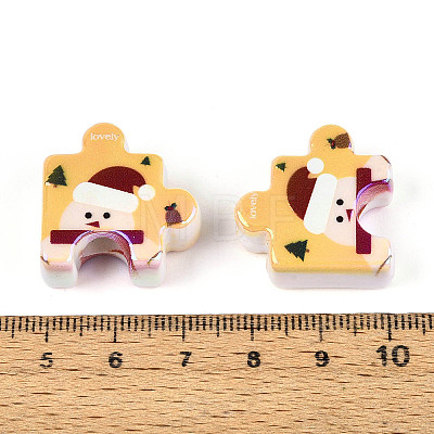 UV Plating Opaque Printed Acrylic European Beads OACR-N153-06A-1