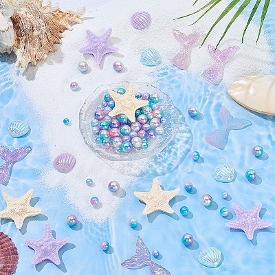 320Pcs 3 Styles Rainbow Acrylic Imitation Pearl Beads OACR-SP0002-30-1