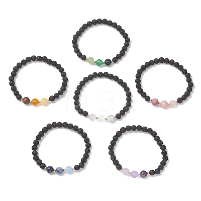 Natural & Synthetic Mixed Gemstone Beads Stretch Bracelets for Women BJEW-JB13202-1