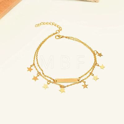 Brass Star Pendant Double Layer Anklets for Women Casual Daily Wear ZU0184-1