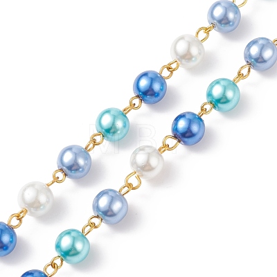 5Pcs 5 Color Handmade Glass Pearl Beaded Chain AJEW-JB01134-1