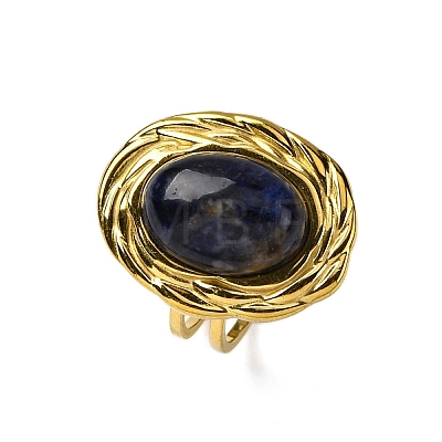 Oval Natural Sodalite Finger Rings RJEW-M063-01G-09-1