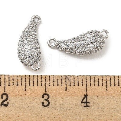 Brass Micro Pave Clear Cubic Zirconia Connector Charms KK-L211-004P-1